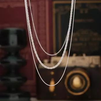 Кубинское титановое стальное ожерелье хип-хоп многослойное колье-чокер женская ключичная цепочка