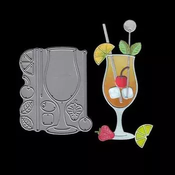 Кубок фруктовая солома, металлический трафарет, тиснение, вырубные штампы для Diy, скрапбукинг, бумажные штампы для тиснения карт, ремесленный декор серебряный