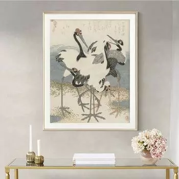 Кубота Шунман Выставочный зал Плакат Пять Журавлей Печать Искусство Картина Маслом Украшения 21cm30cm NoFrame