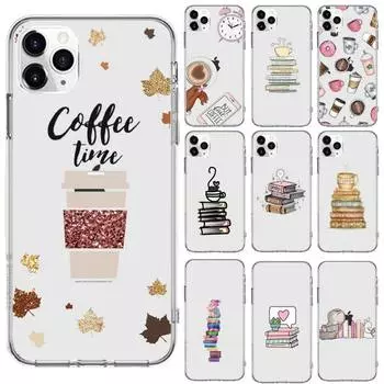 Куча книг, библиотека, чтение, кофе, чехол для телефона, прозрачный чехол для iPhone 6, 7, 8, 11, 12, 13 s mini pro X XS XR MAX Plus, чехол Funda Shell iPhone11pro