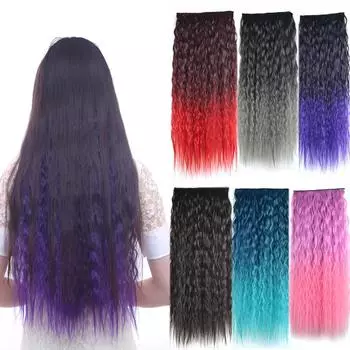 Кудрявые вьющиеся волосы на заколке для волос в наращивании волос, одна часть с 5 клипсами, цветные накладные волосы цвета омбре для косплея