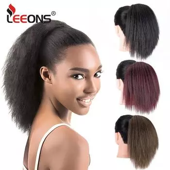 Кудрявый прямой хвостик, наращивание волос, 10 дюймов, хвостики на шнурке для женщин, синтетический хвостик на клипсе, шиньон для женщин