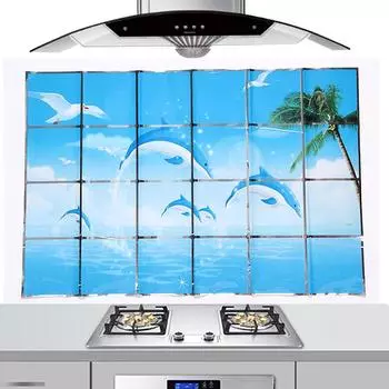 Кухня DIY Фольга Масло Настенный Декор Наклейка Искусство Украшения Дома