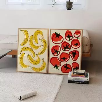 Кухня Еда минималистичные постеры с помидорами, чили, перцем и бананами, принты на холсте, настенные художественные фотографии для столовой, домашний декор 21x30cm No Framed белый