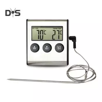 Кухня Еда Повар Выпечка Гриль Мясо Барбекю Таймер Зонд Цифровой Духовой Термометр