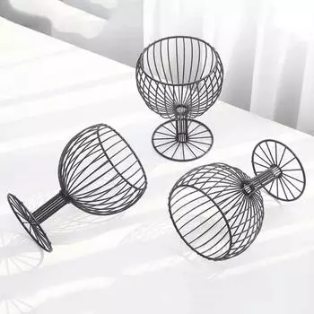 Кухня Фруктовая чаша как Винная чашка металлические тарелки корзина Миски Геометрические поделки Ваза для фруктов Главная Гостиная Хранение чёрный