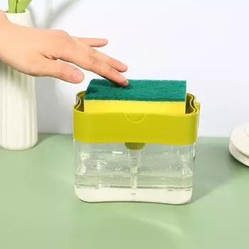 Кухня и ванная комната двухслойная губка коробка ручной дозатор мыла под давлением губка для мытья посуды щетка для мыла коробка зелёный