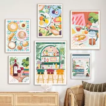 Кухня коктейль-бар настенная живопись на холсте натюрморт фрукты лимон плакаты и принты настенные панно для гостиной домашний декор 21x30cm No Framed белый
