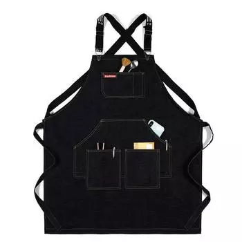 Кухня Ресторан Работа Стрижка Джинсовый Фартук Парикмахерская Шеф-повар Кулинария Кафе Магазин Барбекю Фартук Парикмахерская Накидка чёрный