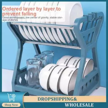 Кухня Удобный в использовании держатель для посуды Эффективная многоярусная полка для посуды Хранение на прилавке Модная полка Прочный держатель для столовых приборов Стильный современный синий