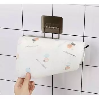 Кухня Ванная комната Держатель для рулона бумажного полотенца Сверление бесплатно Настенный крючок Тип Нержавеющая сталь Крючки для хранения Полка Туалетные принадлежности