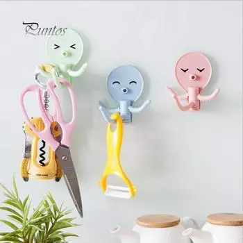 Кухня Ванная комната Мультфильм Осьминог Милый Крючок Сильный Клейкий Вешалка Для Полотенец На Стену зелёный