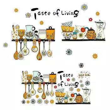 Кухня Винтажная посуда Наклейки на стену Декор Главная Гостиная Украшения Спальня Ванная комната Стена Мебель Дверь Домашний интерьер разноцветный