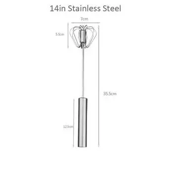 Кухня Выпечка Маленькие Инструменты Нержавеющая Сталь Венчик для Яиц Ручное Нажатие Вращающийся Полуавтоматический Миксер Смешивание Кофе Ручные Инструменты 14 inch