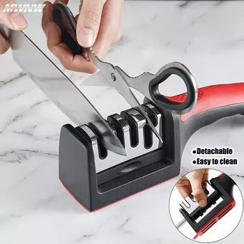 Кухонная 3/4-сегментная точилка для ножей, бытовая многофункциональная ручная 3/4-целевая черная точильный камень 1pcs чёрный