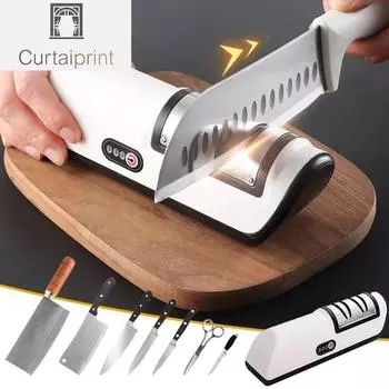 Кухонная электрическая точилка для ножей, многофункциональная автоматическая профессиональная точилка для кухонных ножей, бытовая точилка для ножей жёлтый