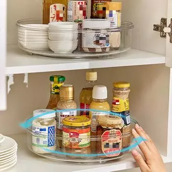 Кухонная бутылка для приправ, прозрачная круглая вращающаяся стойка для хранения, ящик для хранения