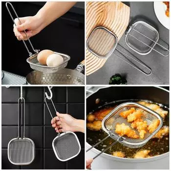 Кухонная фритюрница сито ложка фильтр для жарки фильтр из нержавеющей стали с длинной ручкой дуршлаг дуршлаг для картофеля фри сито для продуктов 2024 1pcs