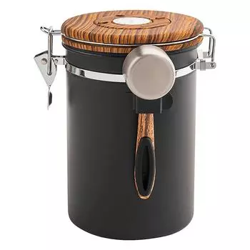 Кухонная канистра для кофе из нержавеющей стали, банка для хранения продуктов питания с отслеживателем даты и ложкой для герметичной банки для кофейной гущи