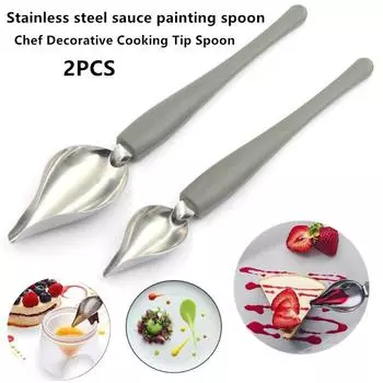 Кухонная кисточка для соуса из нержавеющей стали, ложка, декоративная насадка для шеф-повара, ложка для приготовления пищи, тарелка для западной еды, насадка для выпечки, десертная ложка, ложка для рисования