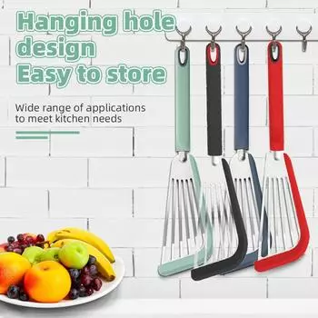 Кухонная лопатка для жарки рыбы, силиконовая, термостойкая, из нержавеющей стали, подходит для жарки яиц, стейков, рыбы, сковороды с антипригарным покрытием зелёный