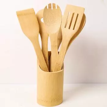 Кухонная лопатка с антипригарным покрытием, бамбуковая кухонная лопатка с длинной ручкой и подвесным отверстием для домашней кухни