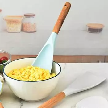Кухонная лопатка, термостойкая деревянная ручка, силиконовая кухонная ложка, антипригарная посуда для домашней кухни белый