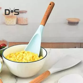 Кухонная лопатка, термостойкая деревянная ручка, силиконовая кухонная ложка, антипригарная посуда для домашней кухни синий