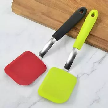 Кухонная лопатка, термостойкая силиконовая длинная ручка для жарки рыбы, кухонная лопатка, лопатка, инструмент для выпечки красный
