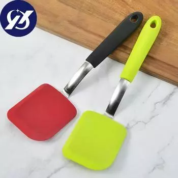 Кухонная лопатка, термостойкая силиконовая длинная ручка для жарки рыбы, кухонная лопатка, лопатка, инструмент для выпечки красный