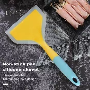 Кухонная лопатка Удобная силиконовая лопатка Термостойкая кухонная лопатка с антипригарным покрытием и отверстием для подвешивания Товары для дома чёрный
