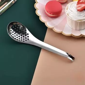 Кухонная ложка из нержавеющей стали 410 с отверстиями для икры, ложка-сито для соуса из икры, прочные кухонные гаджеты для приготовления пищи серебряный