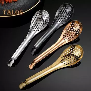 Кухонная ложка, прочная тонкая работа, безопасная модная многофункциональная полая ложка для чая и икры для кухни чёрный