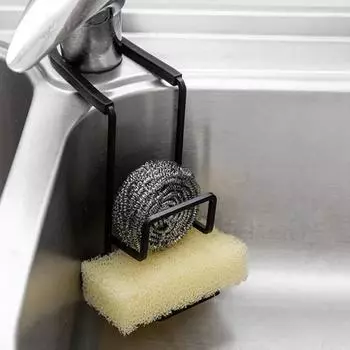 Кухонная металлическая раковина сливная полка настенная присоска для хранения губки сушилка держатель для мыла подставка для посуды полка органайзер продукты 2024 чёрный