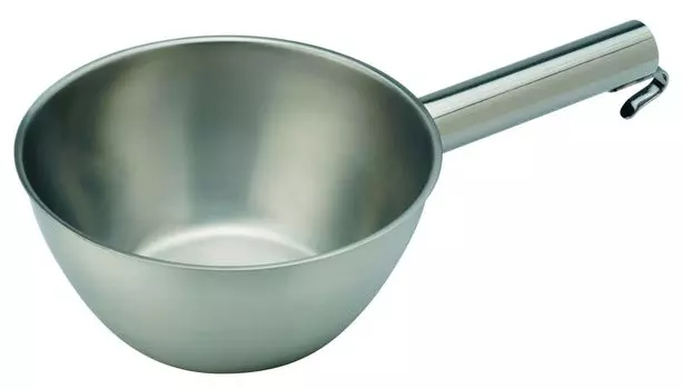 Кухонная миска PIAZZA с ручкой CON MANICO из нержавеющей стали емкостью 500 сл диаметром 24 см [TAZZONE TUBOLARE] PZ-120924 [Оригинальный продукт] серебряный