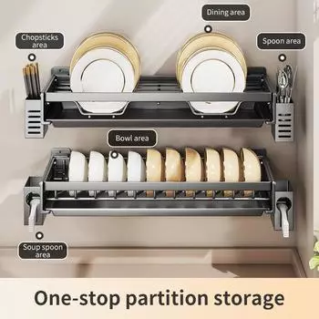 Кухонная миска Полка для сушки тарелок Настенная сушилка для посуды Многофункциональная подставка для палочек для еды Ложка Столовая посуда Держатель для тарелок