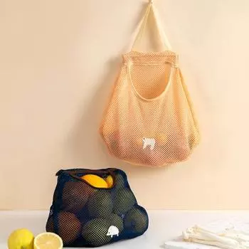 Кухонная многофункциональная сетчатая сумка для хранения, дышащая подвесная сумка для фруктов и овощей красный