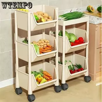 Кухонная многофункциональная стойка для хранения вещей, передвижная тележка, многоуровневая стойка для хранения, корзина для фруктов и овощей, полка для закусок и книг three layers