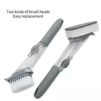 Кухонная наполняющая жидкость, многофункциональная щетка для мытья, бытовая щетка для чистки с длинной ручкой, масло, нежное к рукам 23.5cm серый
