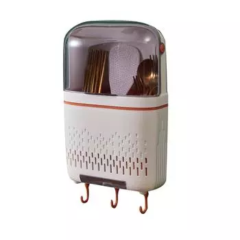 Кухонная подвесная стойка, нержавеющая, водонепроницаемая, отсек для хранения столовых приборов, с крышкой, цветная белый