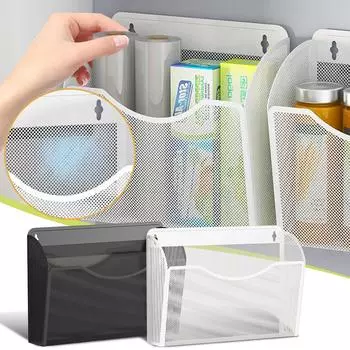 Кухонная полка для холодильника, боковая часть без перфорации, магнитная присоска, магнитный пластиковый пакет, коробка для приправ, различные артефакты One Size чёрный