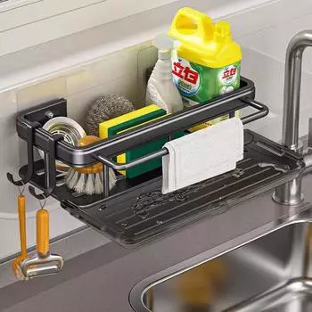 Кухонная полка для хранения, алюминиевая полка для раковины, сливная полка для раковины, держатель для корзины для мыла, полки для шампуня в ванной, органайзер