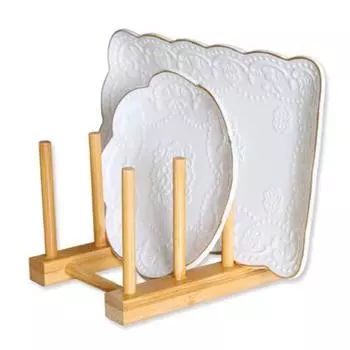 Кухонная полка для хранения, бамбуковая противоскользящая пластина, крышка кастрюли, миска для посуды, держатель для сушки, разделочная доска, дренажная подставка A