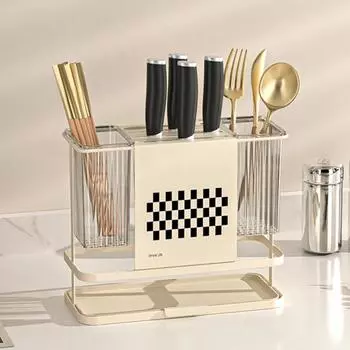 Кухонная полка для хранения палочек для еды, столовых приборов и более эффективной дренажной системы. Достаточно места для хранения ложек-резаков.