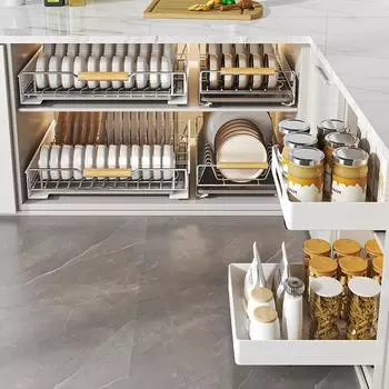 Кухонная полка для хранения посуды Шкаф выдвижной для мисок Выдвижная корзина Шкаф ящика Стеллаж для хранения мисок Полка для сушки тарелок