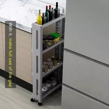 Кухонная полка для хранения товаров, боковая полка для холодильника, 2/3/4 слоя, съемная с колесиками, органайзер для ванной комнаты, полка с зазором, держатель, новая стойка W-2L-no-wheels