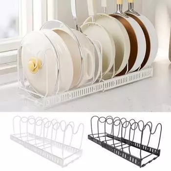 Кухонная полка для хранения, выдвижная противоскользящая пластина из нержавеющей стали, крышка кастрюли, миска для посуды, держатель для сушки, разделочная доска, дренажная подставка чёрный