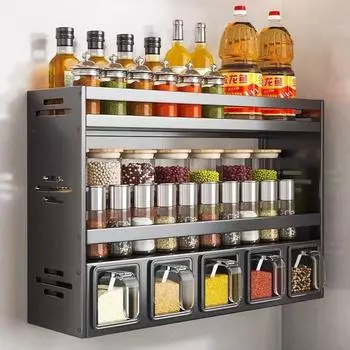 Кухонная полка для специй, настенная полка для приправ, кухонная настенная полка, многофункциональная полка для хранения на кухне