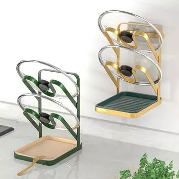 Кухонная полка для трехслойной кастрюли, многослойная полка, держатель для крышки кастрюли, подставка для ложки, кухонная полка для хранения столовых приборов Single layer золотой