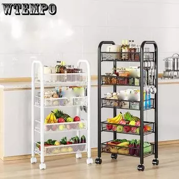 Кухонная полка, напольная, многослойные принадлежности для корзины для овощей, домашние игрушки, стеллаж для хранения фруктов, стеллаж для хранения закусок 3 layers чёрный